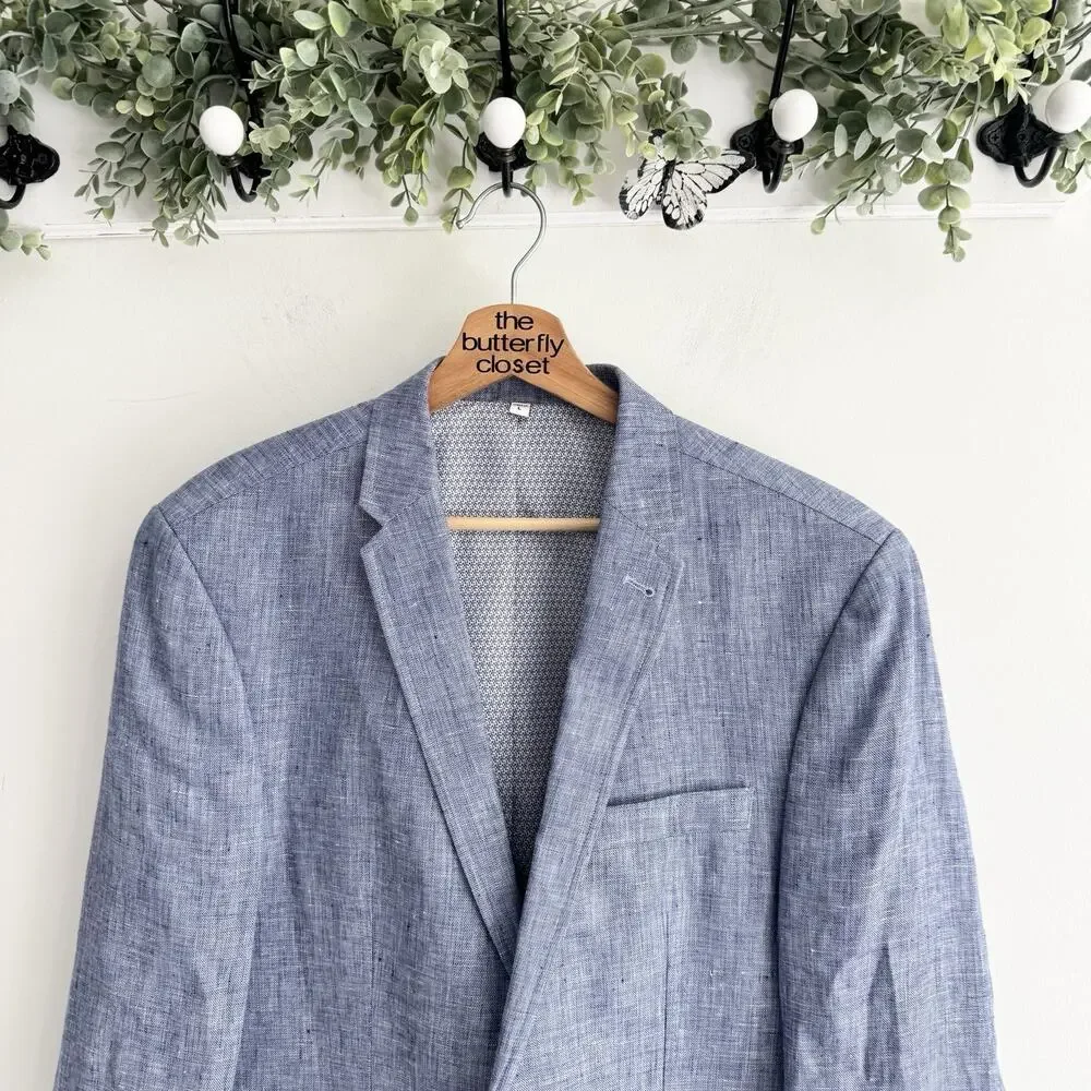 Men’s J. Crew Baird Mcnutt Linen Murano Slim Fit Chambray Blazer Large CP